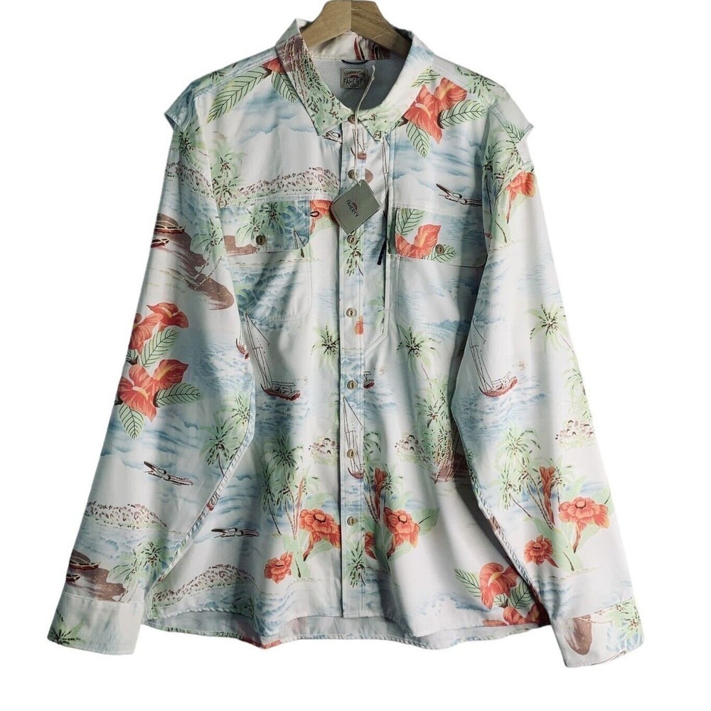 Faherty All Day Air UPF Button-Up Shirt Mens Size 2XL Tropical Breeze NWT $158 - Picture 2 of 15